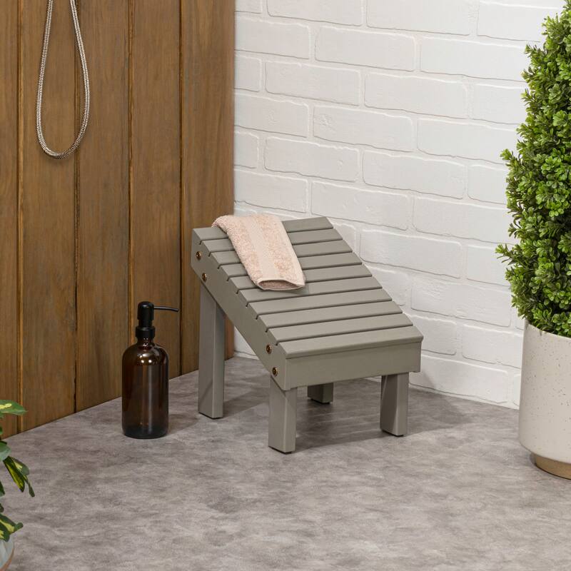 Saru 11.8" Traditional Classic Solid Acacia Wood Shower Shaving Foot Stool, By JONATHAN Y