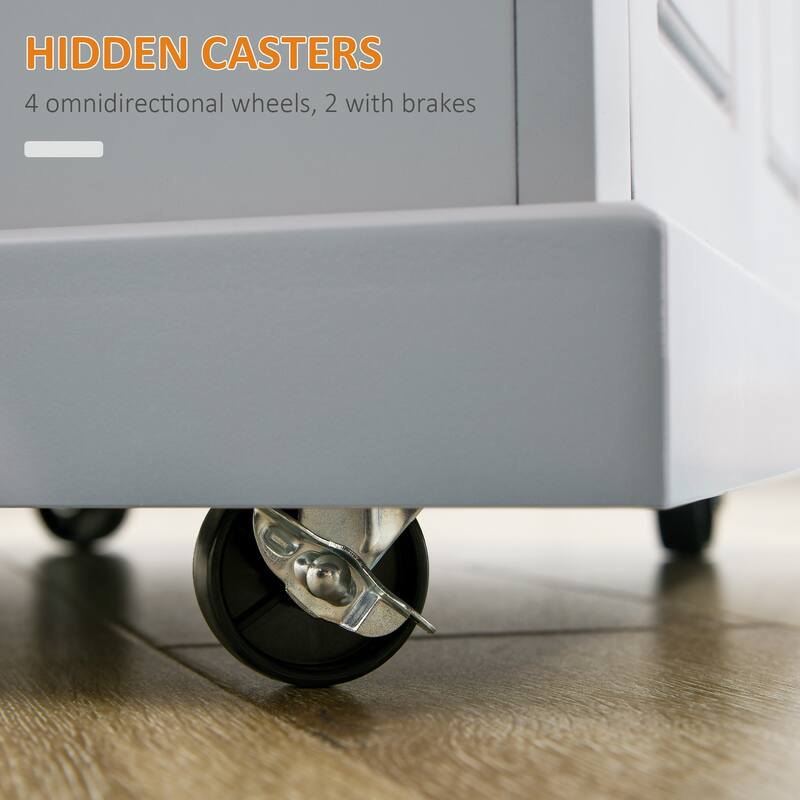 HOMCOM Rolling Kitchen Island Cart, Portable Serving Trolley Table with Drawer, Adjustable Shelf and 2 Towel Racks