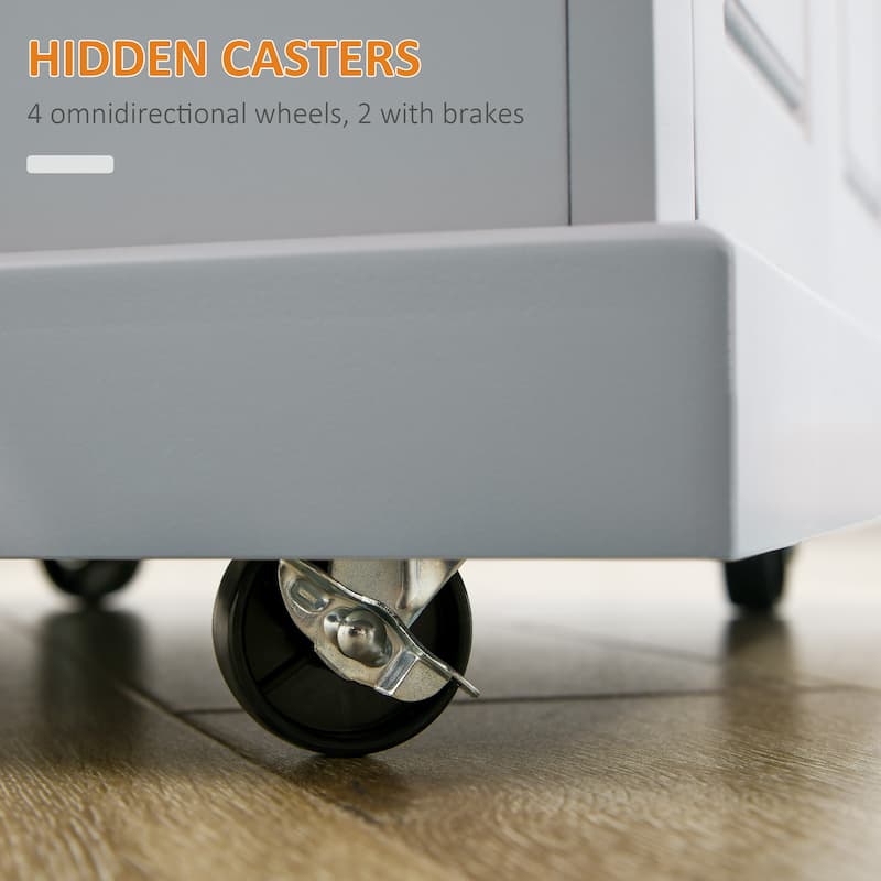 Kitchen Cart with Solid Wood Top Drawer and Cabinet on Wheels for Storage - 24.75" W x 18" D x 36" H