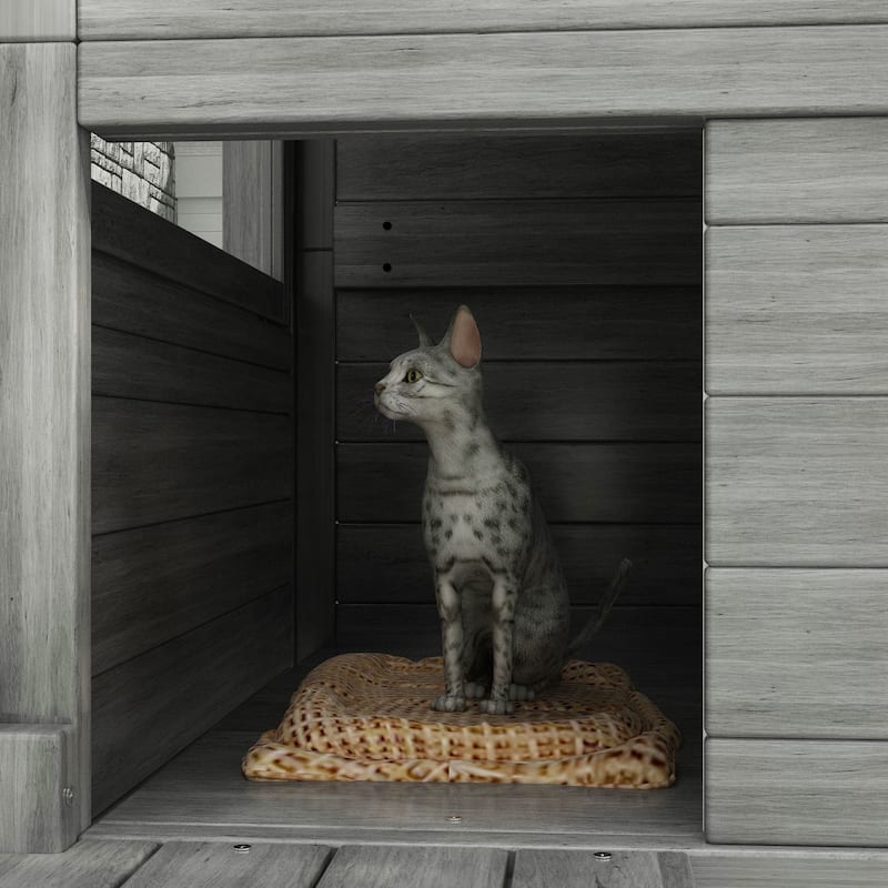 Large Outdoor Wooden Chicken Coop & Cat Enclosure with Run, 2 Colors Pet Cage