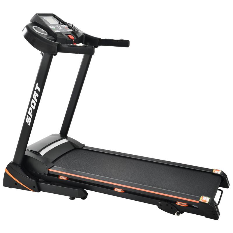 3.5HP Quiet Folding Treadmill with 12 Program, Incline Electric Treadmill with Heart Rate Monitor, Shock Absorption, Cup Holder