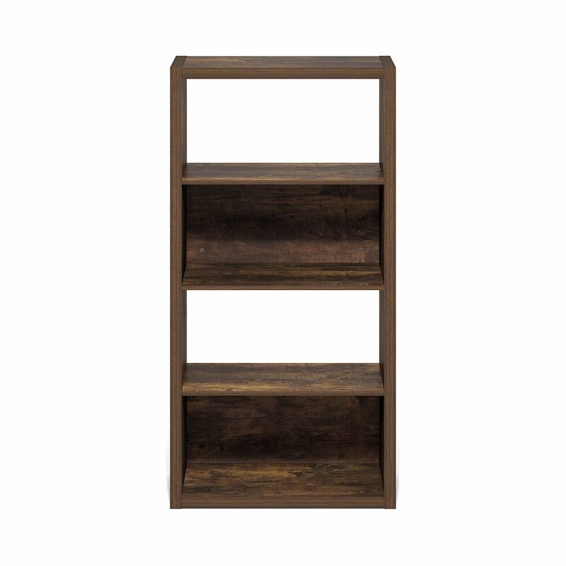 Furinno Viola 4-Tier Open Shelf Bookcase, Bookshelf, Dark Oak