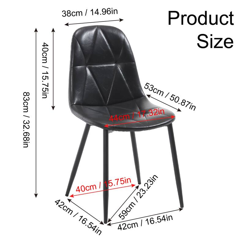 2 Piece Kitchen Dining Chairs with Upholstered Cushions, Metal Legs, High Backrest for Dining Room Kitchen Living Room Bedroom