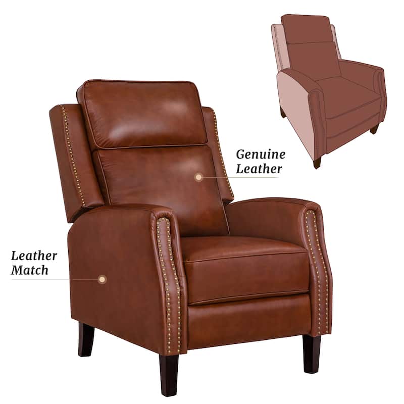 2 Set Genuine Leather Recliner Modern Push Back Recliner Chair Wingback 3 Adjustable Chair for Living Room