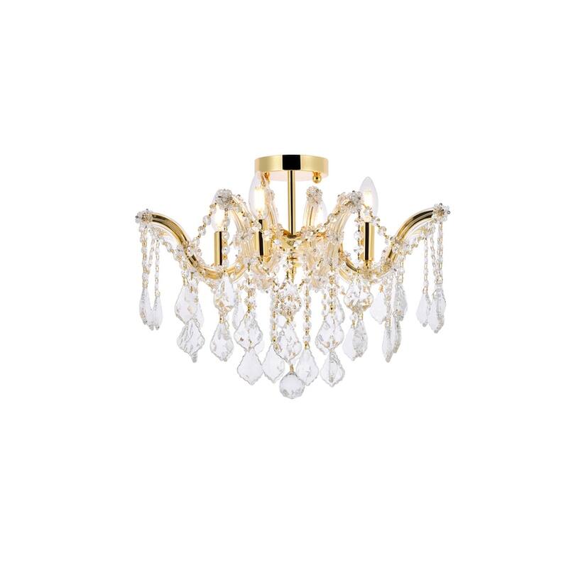 Fleur Illumination Flush Mount D:18in H:15in Lt:4 Gold Finish - royal cut crystals/Gold