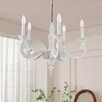 5 - Light Candle Style French Country Antique Chandelier