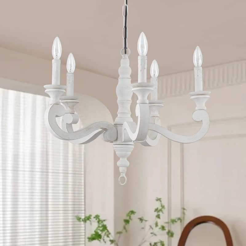 5 - Light Candle Style French Country Antique Chandelier