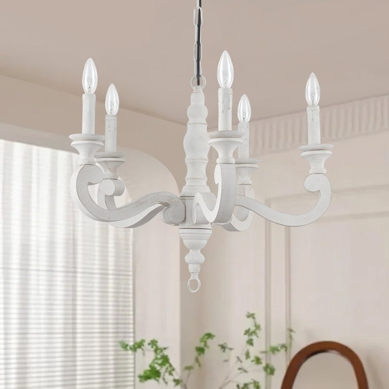 5 - Light Candle Style French Country Antique Chandelier