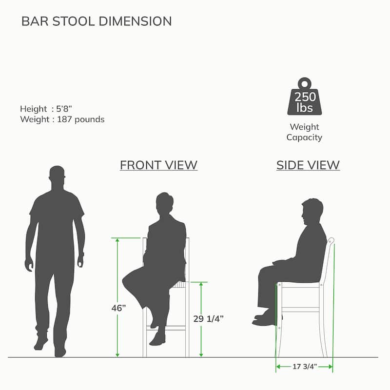 Cambridge Casual Chara 2-Piece Teak wood Bar-height Patio Bistro Chair