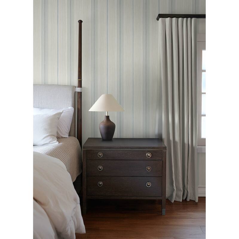Chris Loves Julia x A-Street Prints Ames Light Blue Linen Stripe Wallpaper
