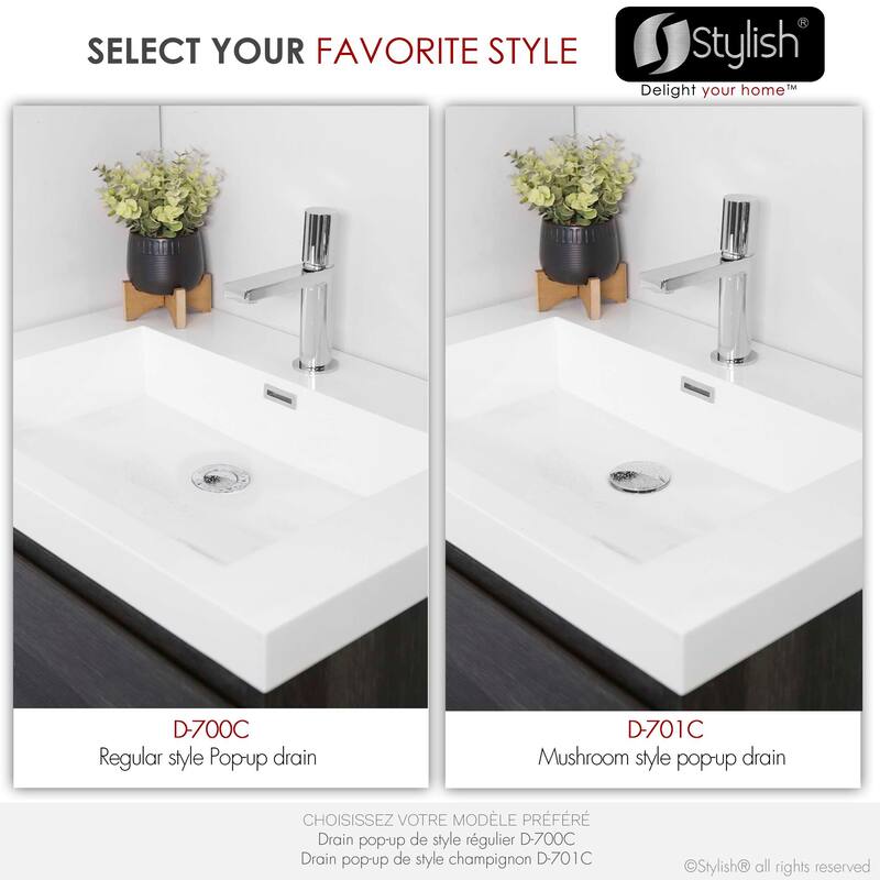STYLISH Pop-Up Bathroom Sink Drain with Overflow (Set of Two)