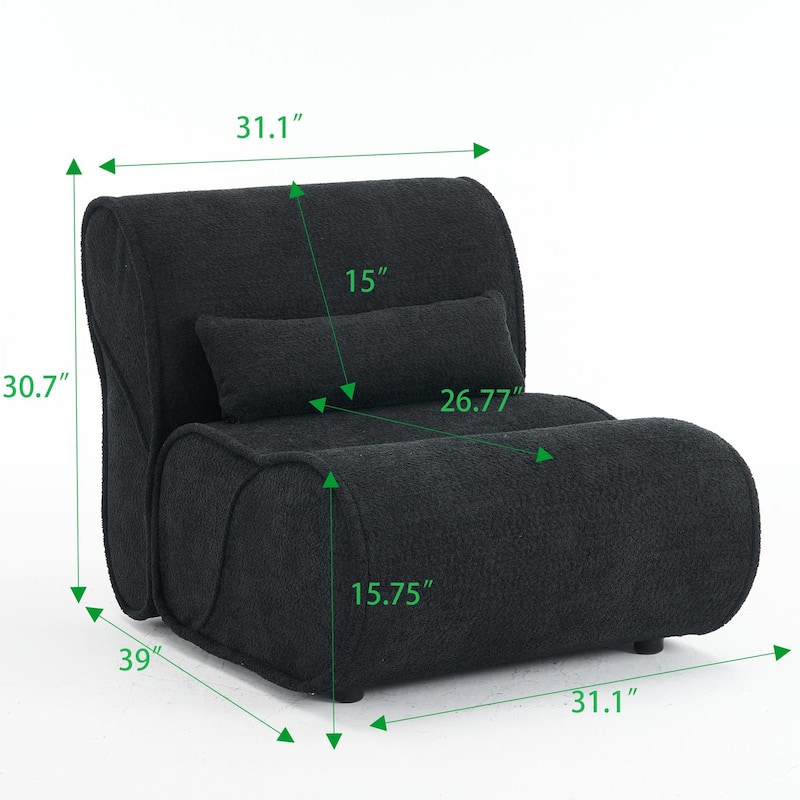 Soft Velvet Recliner Chair - Comfortable Lounge Chair with Waist Padding