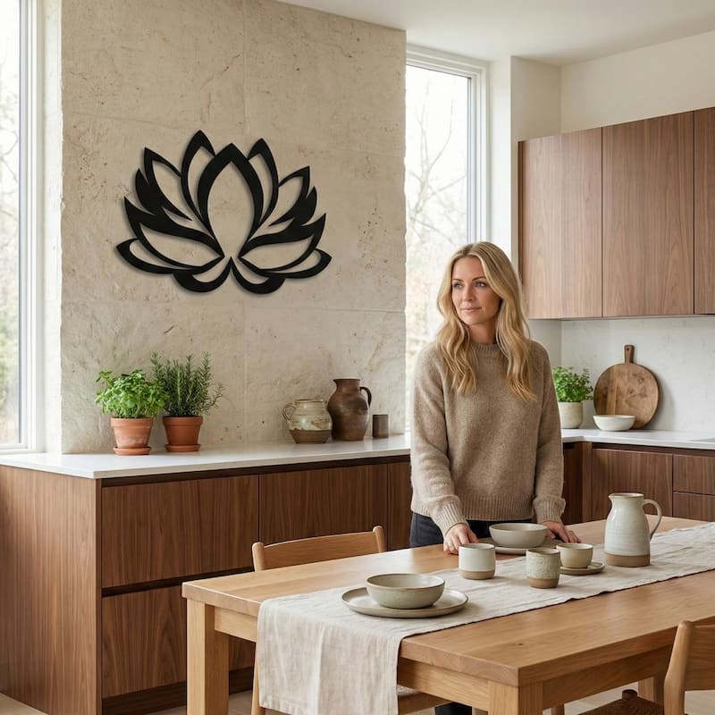Lotus Flower Metal Wall Decor for Home and Outside - Wall-Mounted Geometric Wall Art Decor