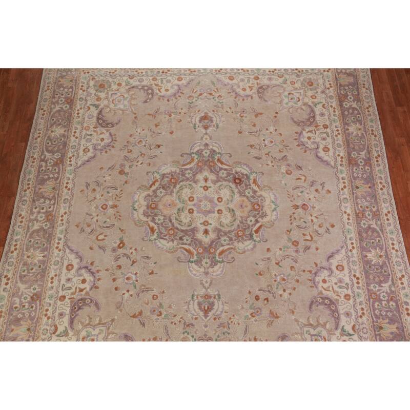 Tabriz Persian Vintage Area Rug Handmade Traditional Wool Carpet - 9'10" x 12'6"