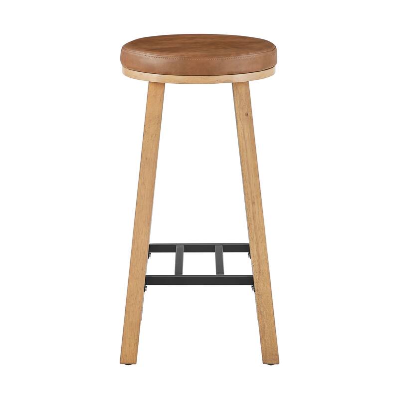 Bower home Upholstered Round Wood Counter Stool - Set of 2