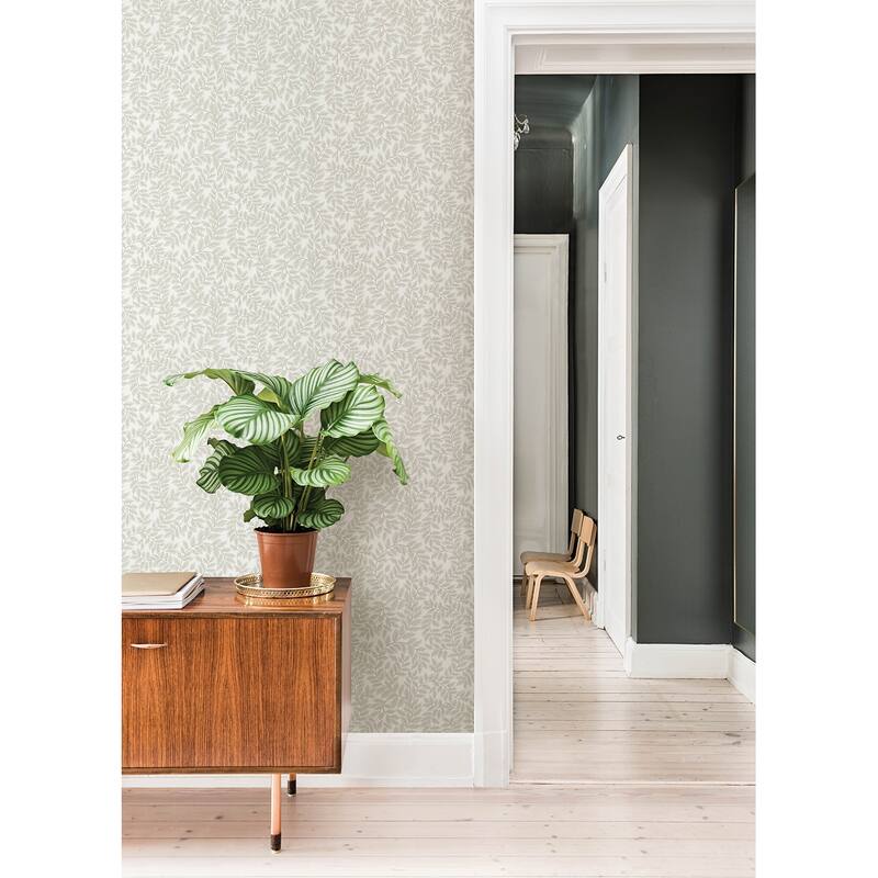 A-Street Prints Lindlov Light Grey Leafy Vines Wallpaper