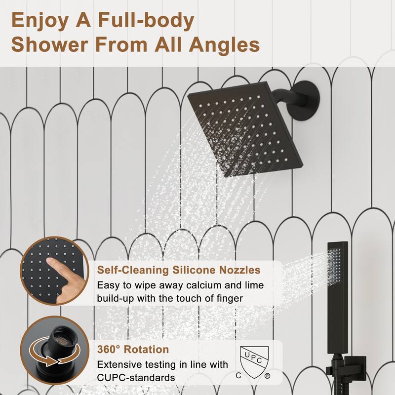 CASAINC Dual Heads 12 Inch Thermostatic Shower Head Shower System with 64 Color LED Light Bluetooth Control Music