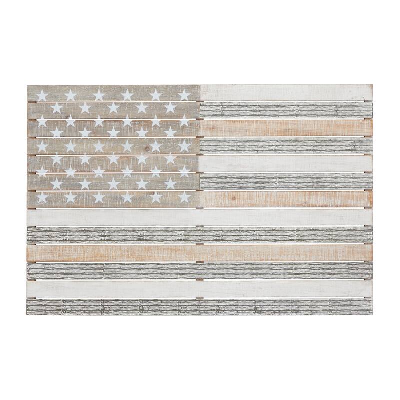 White Wood Handmade American Flag Home Wall Decor