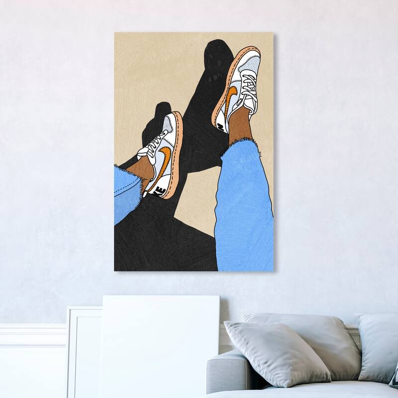 Wynwood Studio Fashion and Glam Ready for You Blue and Modern & Contemporary Wall Art Canvas Print - 45 x 30