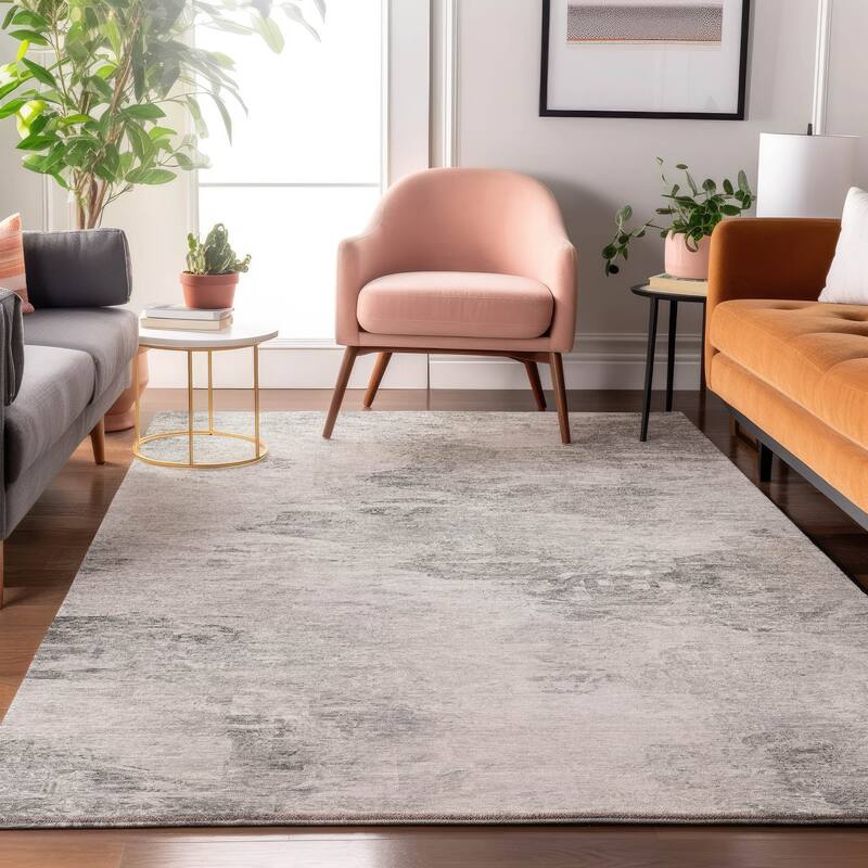 Premium Washable Super Soft Abstract Mirage Mayfield Rug - Silver - 3' x 5' - Rectangle