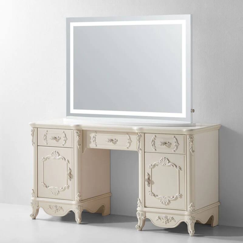 Modern Mirrors Lumen Tabletop Vanity Mirror with Light, Dimmable LED Lighting Wall Mountable Makeup Mirror - 32x44 inches