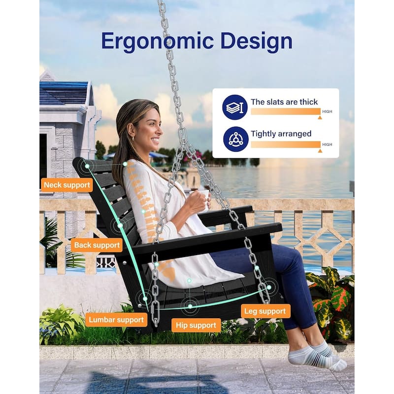 WINSOON 55" All Weather HIPS Outdoor Porch Swing