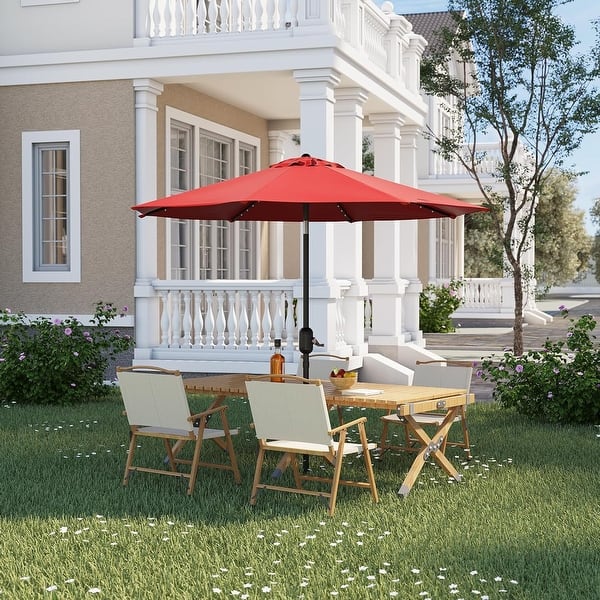 40 led patio umbrella 10Ft Solar Patio Umbrella 40 LED Lights Crank Tilt Polyester Red - Bed Bath  & Beyond