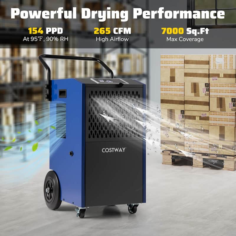 Costway 154 Pints Commercial Dehumidifier with Pump Drain Hoses for - See Details