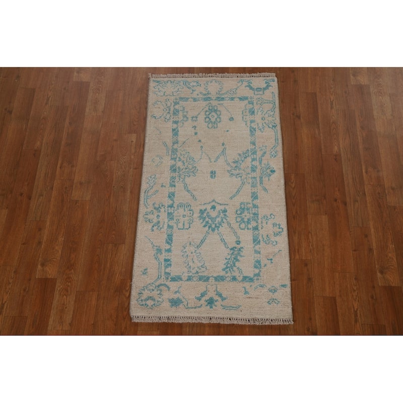 Vegetable Dye Oriental Oushak Turkish Rug Hand-knotted Wool Carpet - 2'0" x 3'10"