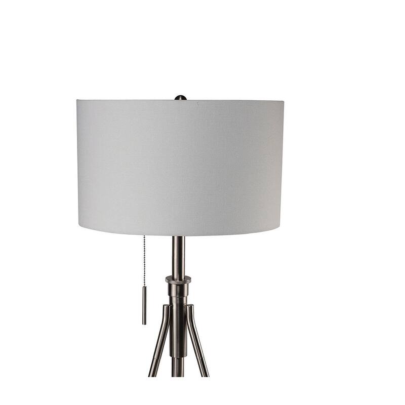 Vintage Look 1pc Floor Lamp Brushed Steel Tripod Legs Unique Lamp Pull Switch 32"H