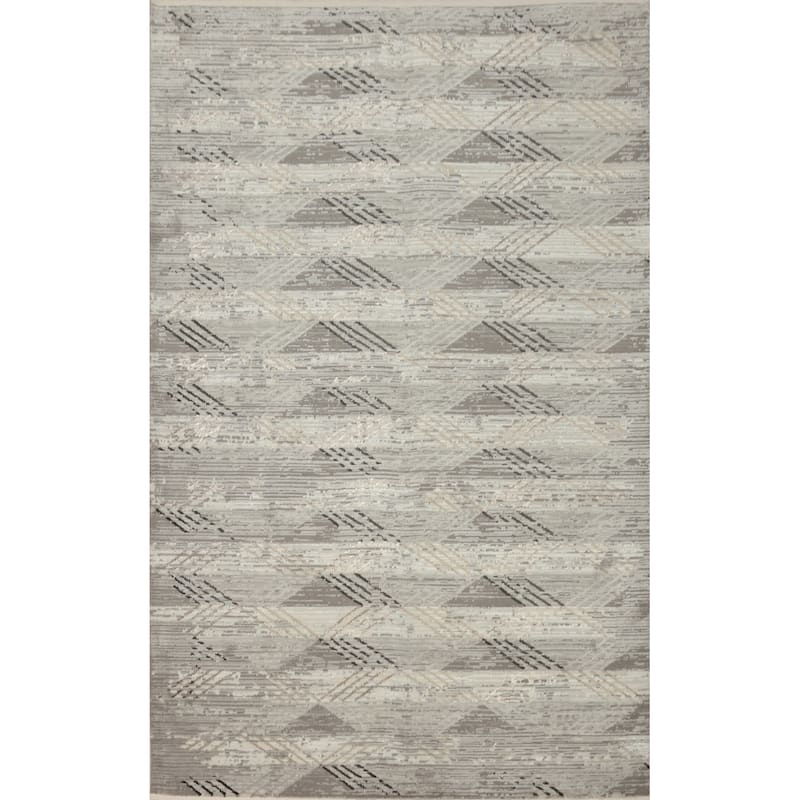 Machine Made Oriental Polyester Carpet Modern Geometric Greys & Charcoal Modern Area Rug - 7' 5'' X 5' 2''