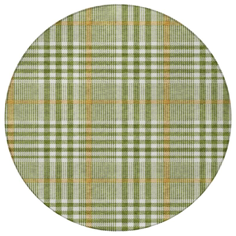 HomeRoots Plaid Transitional Rectangle Outdoor Rug