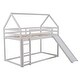 preview thumbnail 7 of 7, Modern Twin Size Wood Bunk House Bed with Slide, Ladder & Roof, White