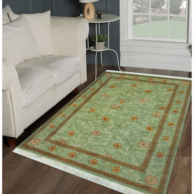 Pak-Persian Jasim Green/Grey Rug - 4'0" x 5'10"
