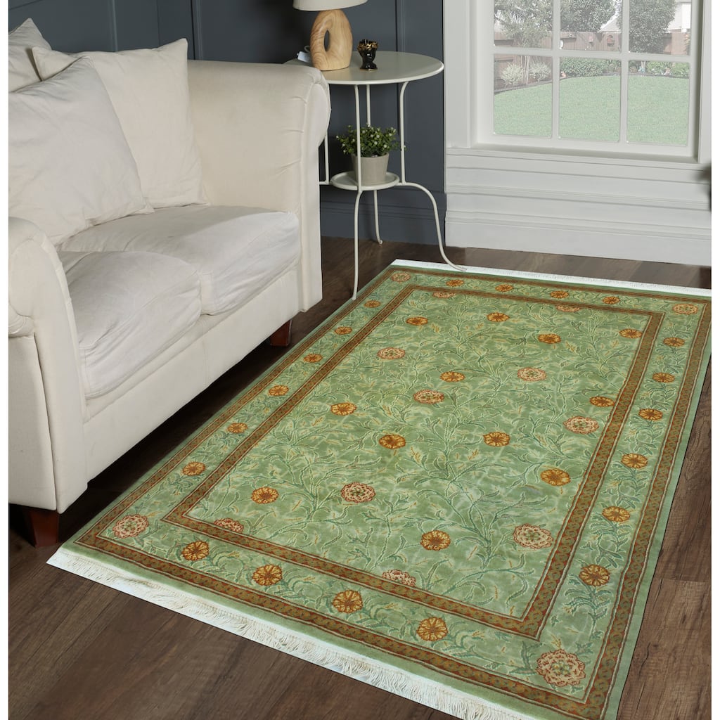 Pak-Persian Jasim Green/Grey Rug - 4'0" x 5'10"