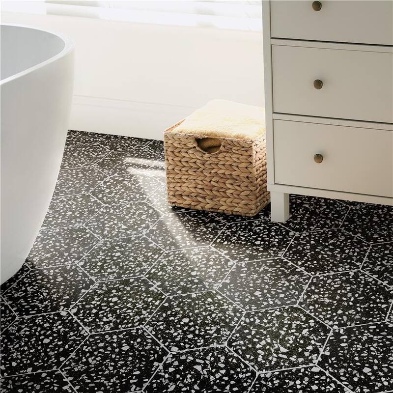 Merola Tile Venice Hex Black 8.63" x 9.86" Porcelain Floor and Wall Tile