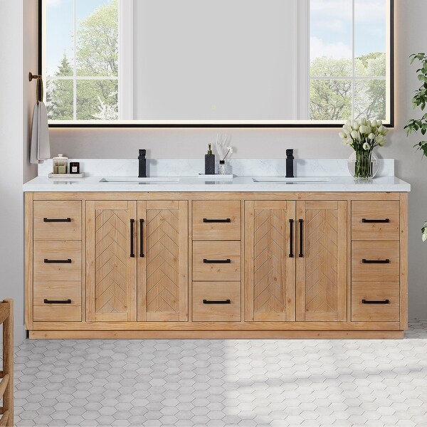 Anais 3Single Bathroom Vanity in Light Brown with Grain