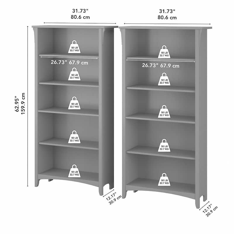 Salinas Tall 5-shelf Bookcase (Set of 2) by Bush Furniture