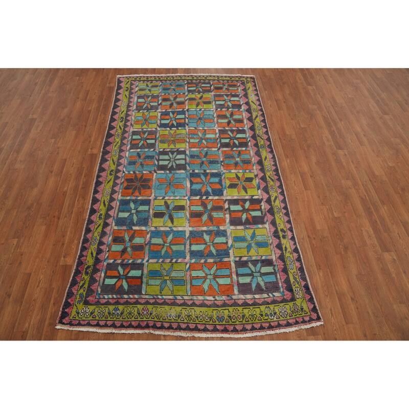 Hand Knotted Oriental 100% Wool Carpet Traditional All-Over Multi-Colored Tabriz Area Rug - 8' 8'' X 4' 10''