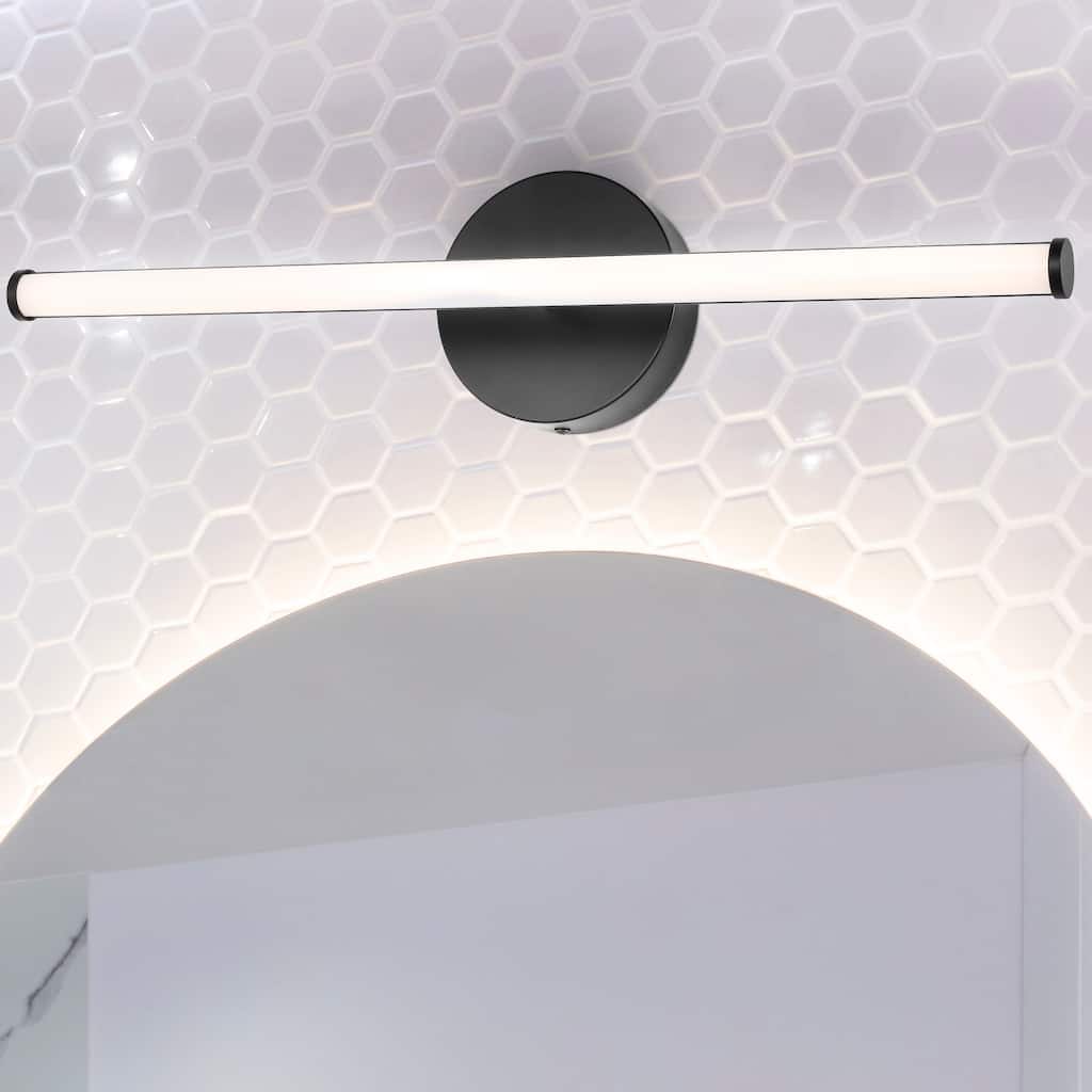 Brooks 20.25" 1-Light Modern Industrial 360-Degree Rotatable Aluminum Integrated LED Vanity Light, Black by JONATHAN Y