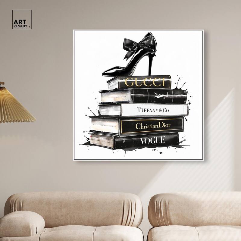 Inky Book Stack Canvas by Art Remedy