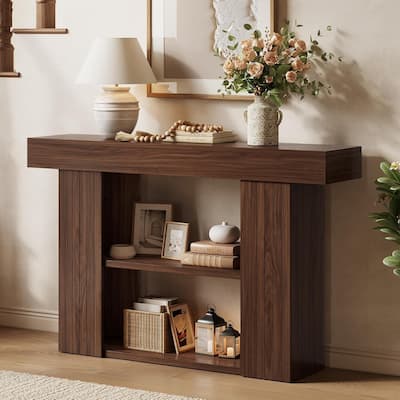 53 Inches Console Table, 3-Tier Entryway Table Behind Sofa Couch with Storage Shelves