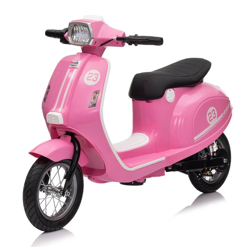 24V 250W Powerful Electric Scooter W/12" Air-Filled Tires,Hand Accelerator & Brake,Dual Rear Suspension, Recommended age: 8+ - Pink