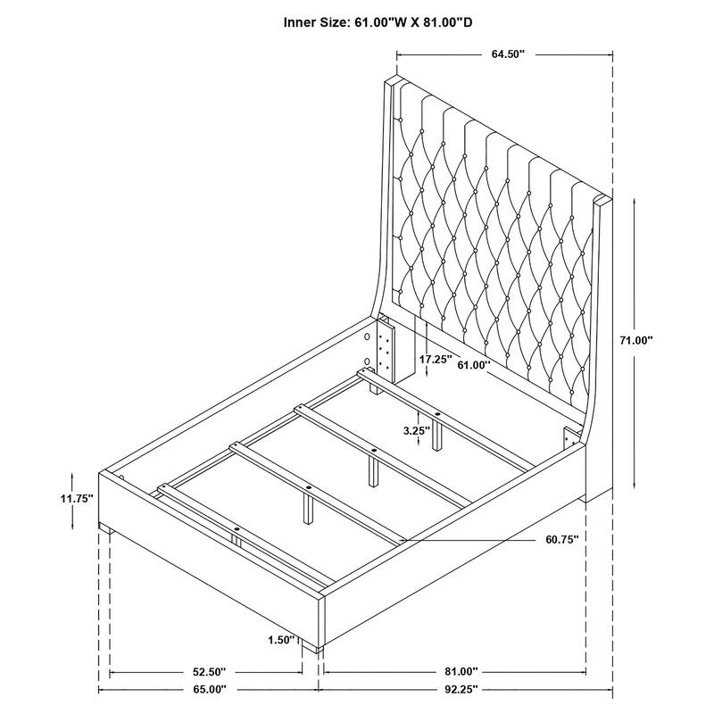 Camille Transitional Upholstered Panel Bed Grey