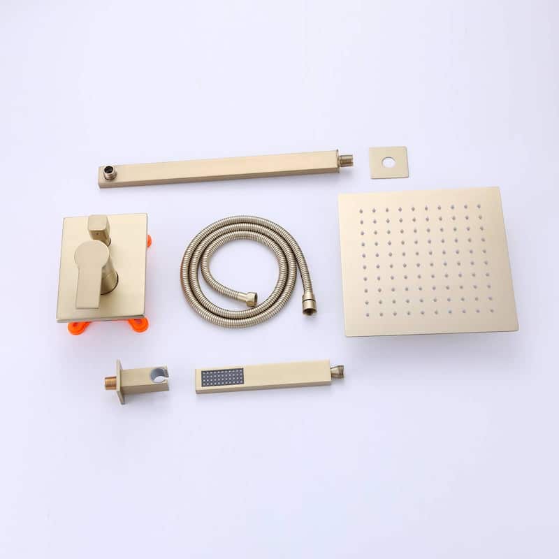 Wall Mounted Shower System With Hand Shower Rain 10 Inch Shower Head Bathroom Shower Faucet Set With Pressure Balanced Valve
