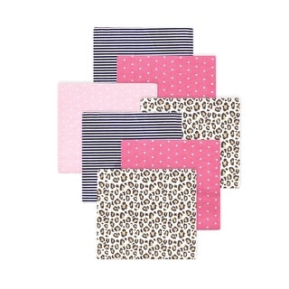 Little Treasure Hudson Baby Girls Cotton Poly Flannel Receiving Blankets Multipack, Pink Leopard, 30x30 inches
