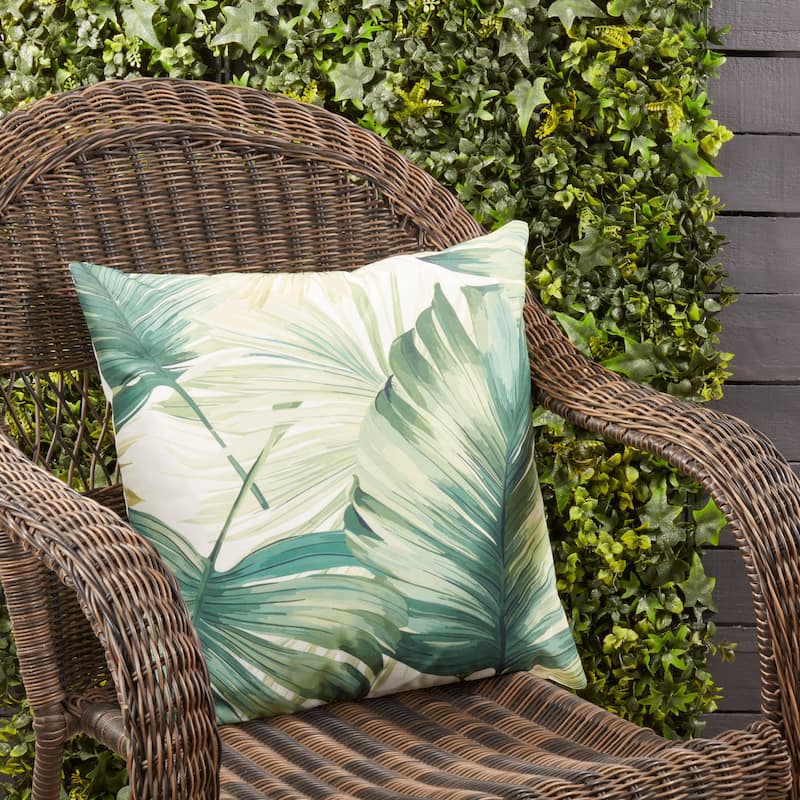 Monstera Paradise Outdoor Poly Filled Throw Pillow