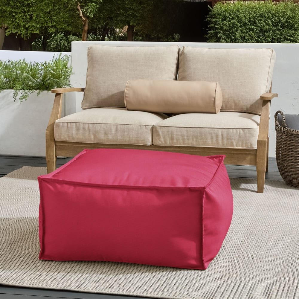 Sorra Home Sunbrella Outdoor Top Stitch Solid Bean Pouf