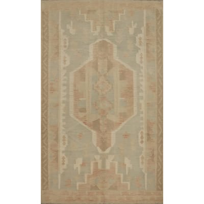 Hand Woven Oriental 100% Wool Carpet Southwestern Tribal Greys & Charcoal Kilim Area Rug - 7' 10'' X 5' 1''