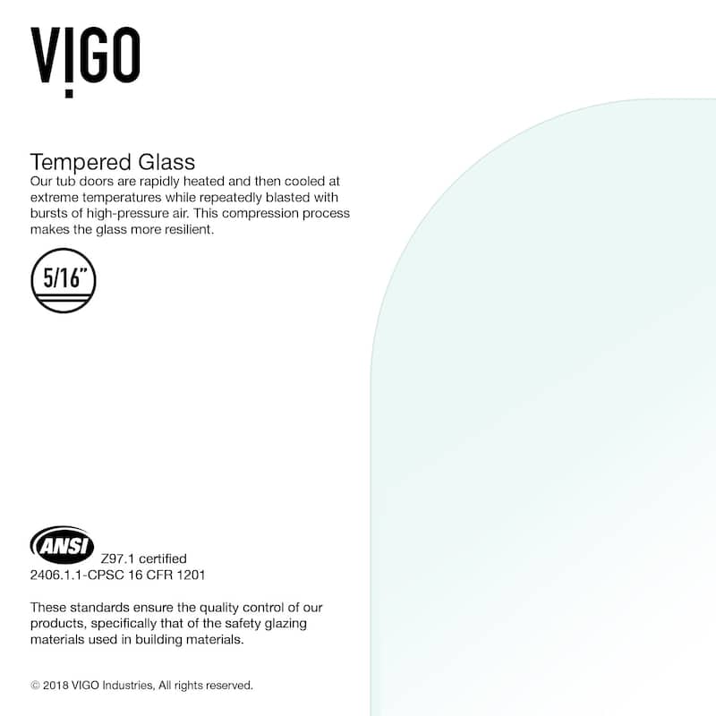 Vigo Orion 57-3/8" High x 34" Wide Hinged Frameless Shower Door with